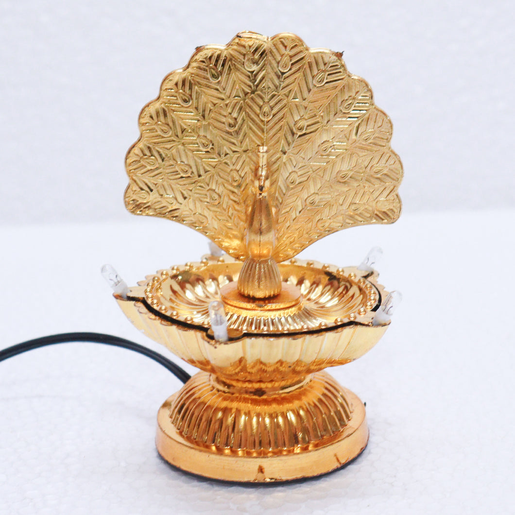 Peacock 1 Step Light /Plastic Eco-Friendly, Smokeless and Flame-Less 5 Light Deep Traditional LED Light Diya with Electric Plug (Multi)