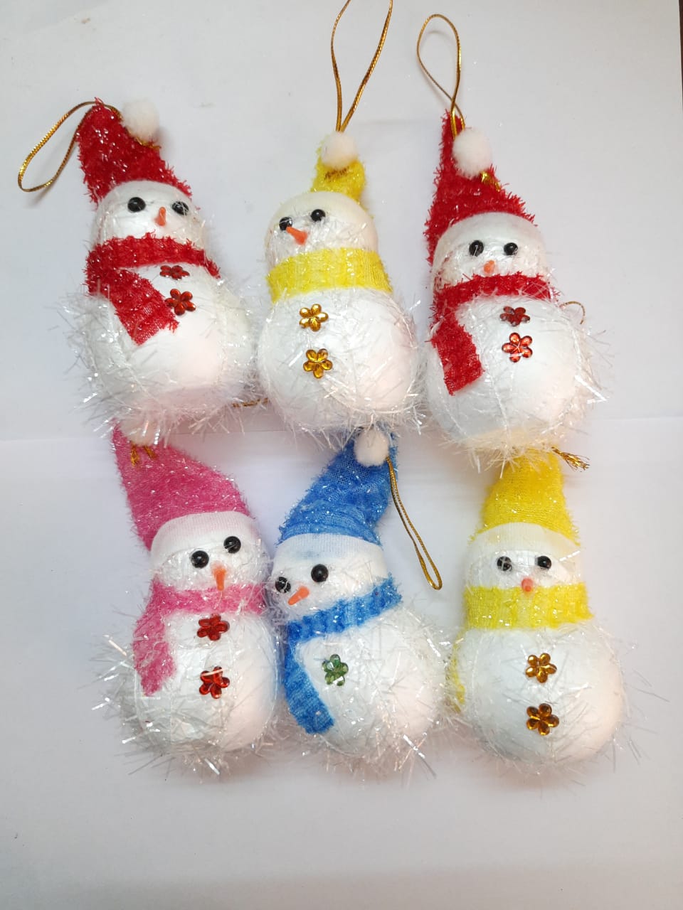 Christmas Tree Decoration - 10CM SNOWMAN- PACK OF 6