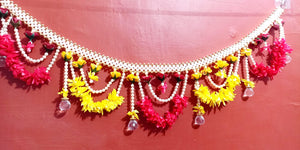 Door Hanging  with Pearl strings and flower with crystal Beads