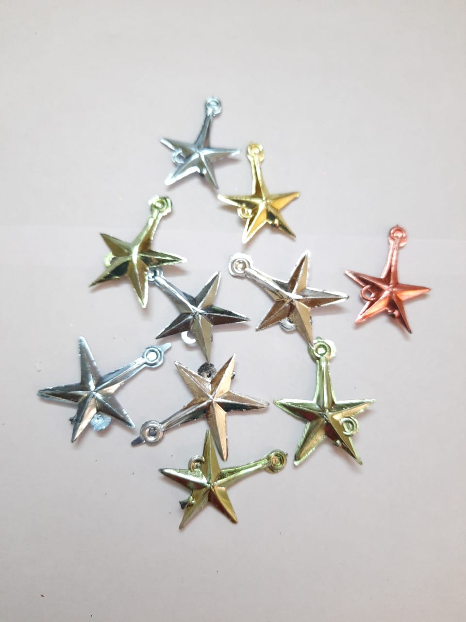 Christmas Tree Decoration - Metal Stars- Pack of 10pieces