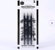 Load image into Gallery viewer, Woodless Charcoal Pencils 3 Pcs Pack

