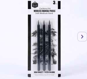 Woodless Charcoal Pencils 3 Pcs Pack