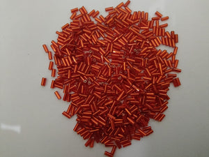 Crystal Tube glass Beads MEDIUM SIZE ( Orange colour) - 20Grams
