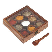 Load image into Gallery viewer, Wooden Masala Box for Kitchen Set 9 Partitions.
