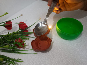 Eshwarshop Water Sensor Flameless Indian Diya Deepak LED Light (Brown) with Hand Shape LED- 4 Pieces