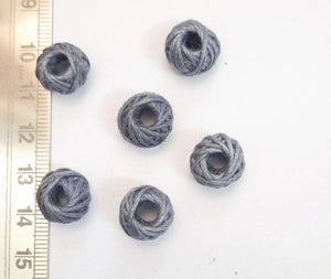 Cotton Thread Beads-1cm- Grey color-pack of 10