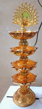 Load image into Gallery viewer, Premium 4 Layer Electric Gold LED Bulb Lights Diya|Deep|Deepak for Pooja|Puja|Mandir| Diwali Festival Decoration

