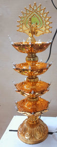 Premium 4 Layer Electric Gold LED Bulb Lights Diya|Deep|Deepak for Pooja|Puja|Mandir| Diwali Festival Decoration