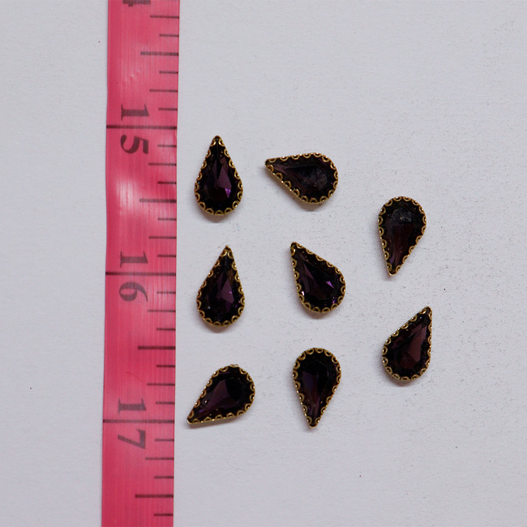 Purple Thilak/Drop Shape Crystal Stone/Kundan 8x13mm (1 Piece)