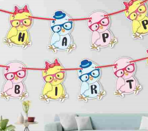 Roof Hangings Chinky Banner with Glitter Thread-1 Set of 10 Pieces