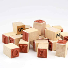 Load image into Gallery viewer, Wooden Rubber Stamp -small Alphabet Letters with Ink Pad

