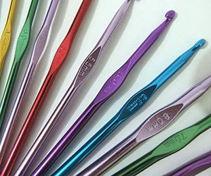 12Pcs 12Pcs Metal Multicolor Crochet Hooks Needle Knit Sewing Needles Weave Craft Yarn Tools