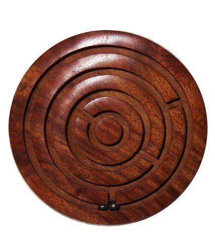 Ball-in-a-Maze Puzzles, Wooden Handcrafted in India Chakri Game Plate Kids Toy