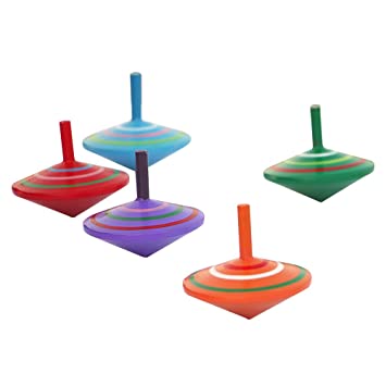 Spinning Tops Wooden Educational Toys for Kids Children Pack of 2