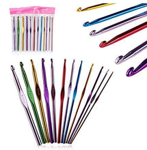 Load image into Gallery viewer, 12Pcs 12Pcs Metal Multicolor Crochet Hooks Needle Knit Sewing Needles Weave Craft Yarn Tools
