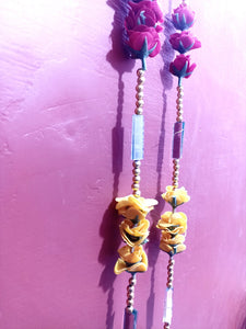 Wall / Door Hanging  with gold strings and Flower - Pack of Two