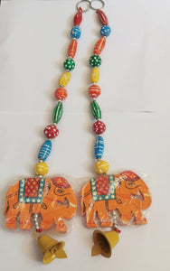 Wooden Elephant Design Door Hanging With Bell  - Pack has 2