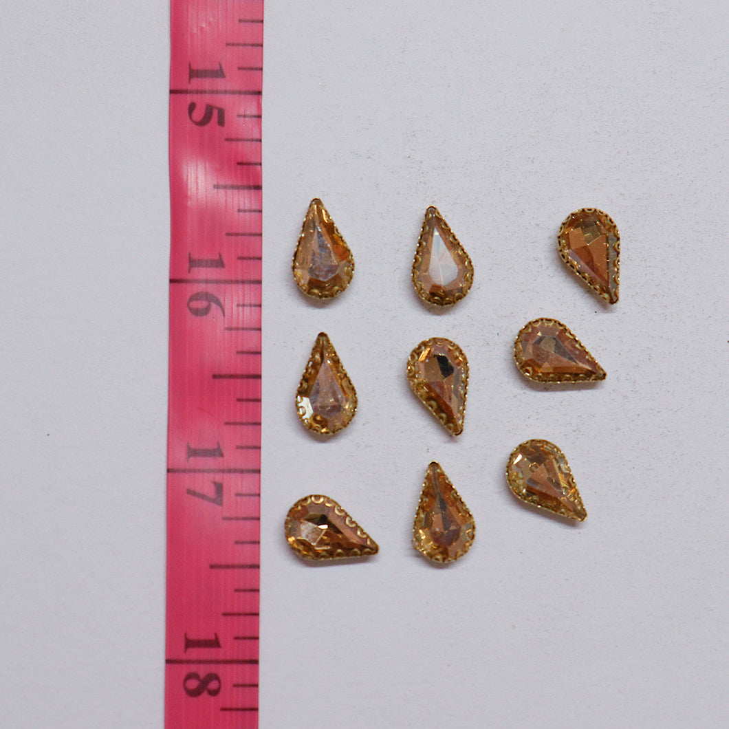 Honey Thilak/Drop Shape Crystal Stone/Kundan 8x13mm (1 Piece)