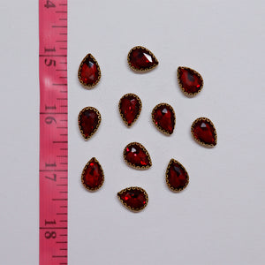 Red Thilak/Drop Shape Crystal Stone/Kundan 10x14mm (1 Piece)