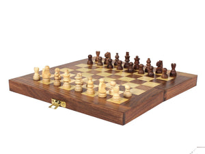 Wooden Handmade Folding Chess Board Set.