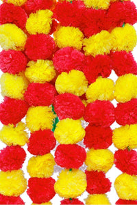 Marigold Fluffy Flowers String Garlands Mixed colour Toran Set- Home Door Wall Hanging Decorative Flower String.
