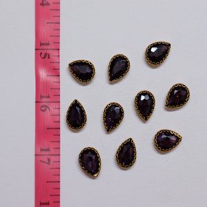 Purple Thilak/Drop Shape Crystal Stone/Kundan 10x14mm (1 Piece)