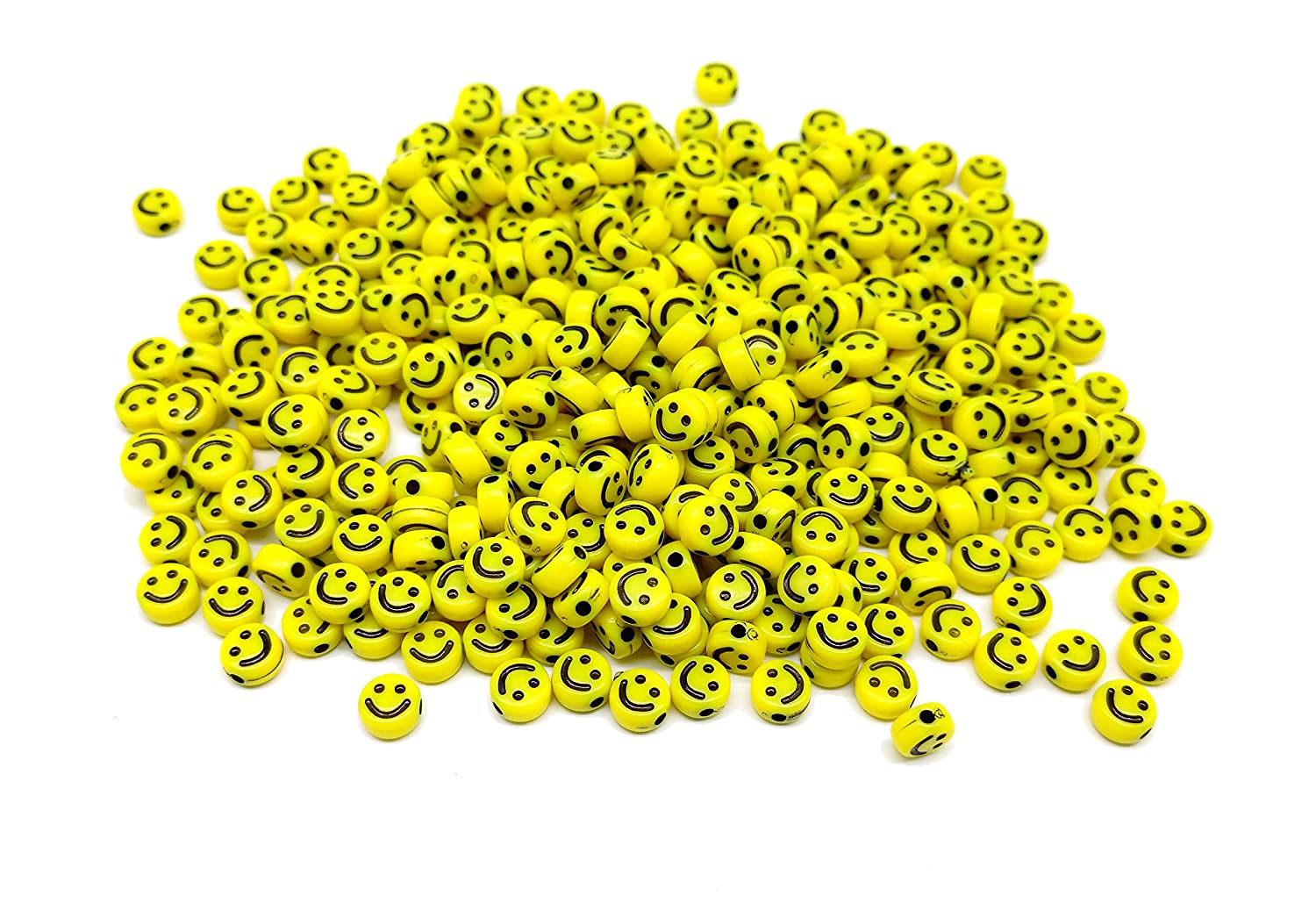 Yellow Smiley Craft Beads for Jewelry Making, Bracelets, Necklaces