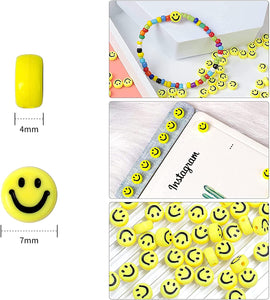 Yellow Smiley Craft Beads for Jewelry Making, Bracelets, Necklaces, Key Chains etc - 10 Grams Pack