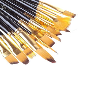 15 Pcs Paint Brush Set Includes Pop-up Carrying Case with Palette Art Knife and 1 Sponge