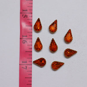 Orange Thilak/Drop Shape Crystal Stone/Kundan 8x13mm (1 Piece)