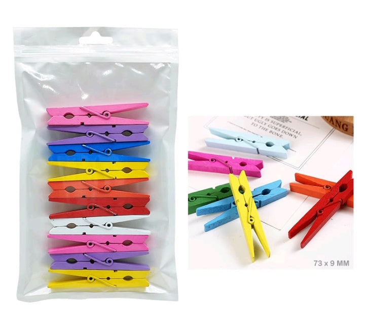 Multi Color Wooden Clips - 3