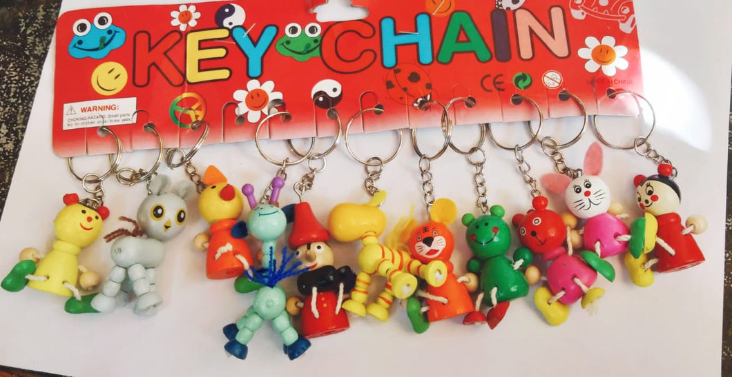 Wooden Key Chains -Funny Animals Cartoon cute funny baby animals toys Key chains.