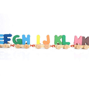 Wooden Alphabet Letters Train (A-Z) English Vocabulary Building Train Set Early Educational Toys Kids