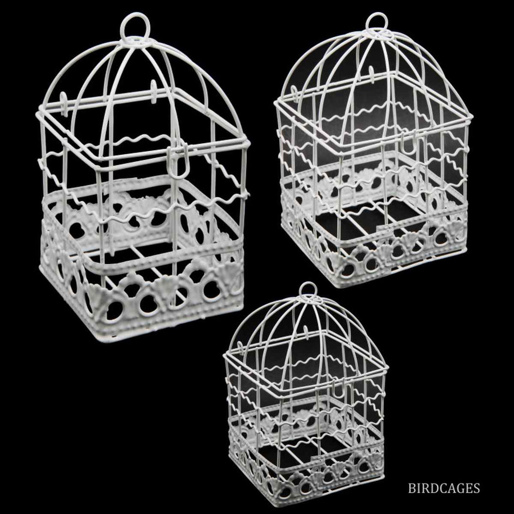 Bird Metal Cage (Set 3pcs) Square Plane With Wall Hanging