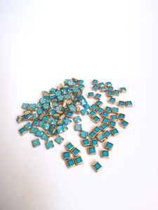 Colored Pearl Kundan Stone (Flat Back Framed) 5mm SQUARE SHAPE BLUE COLOUR