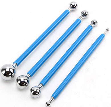 4 Pcs Set Ball Tools Clay Modeling Stylus Dotting Sculpting Ceramics Stainless Steel Sugar Paste