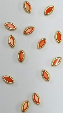 Coloured Pearl Kundan Stone (Flat Back Framed) 6 mm EYE SHAPE FLUROCENT ORANGE