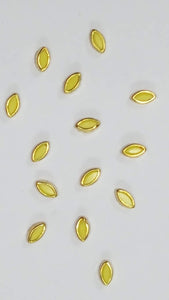 Coloured Pearl Kundan Stone (Flat Back Framed) 6 mm EYE SHAPE YELLOW COLOUR