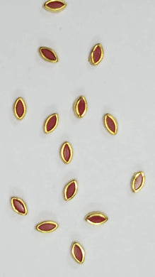 Coloured Pearl Kundan Stone (Flat Back Framed) 6 mm EYE SHAPE CORAL COLOUR