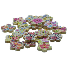Load image into Gallery viewer, Decorative Button Wooden Flower Small 20pcs
