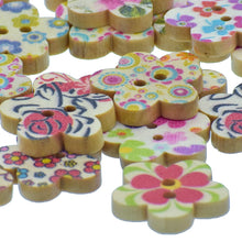 Load image into Gallery viewer, Decorative Button Wooden Flower Small 20pcs
