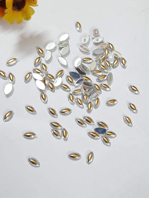 Double Color Eye Shape Kundan- 8Mm (White & Gold) Kundan Stones