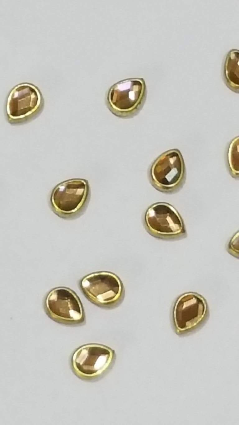 Flat Back Framed Kundan GOLDEN STONE 8X4 Thilak  Shape FC 07