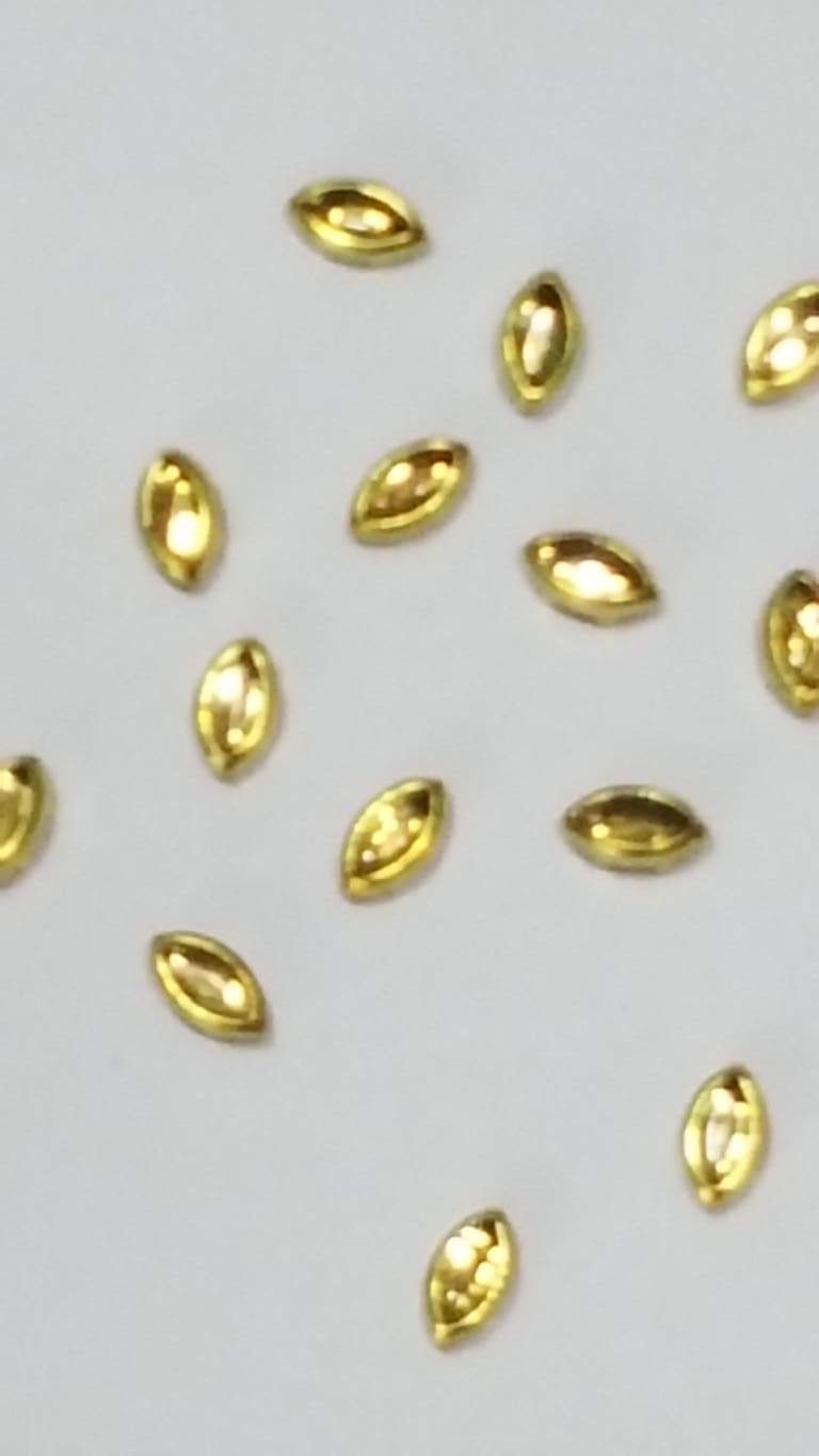 Flat Back Framed Kundan GOLDEN STONE 6 mm EYE Shape FC 08