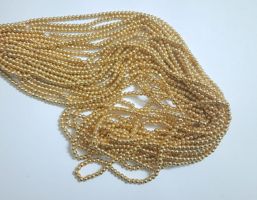 Vintage Plastic and Wood Textured Gold Bead Necklace … - Gem