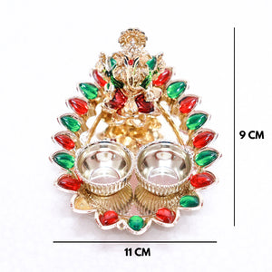 Festival Collection Thilak Shape Colorful Ganesh Kumku Tray