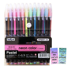 Load image into Gallery viewer, Pastel Neon Color Gel Pens Pack of 12 colors - Nib Size: 1 mm
