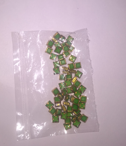 Colored Pearl Kundan Stone (Flat Back Framed) 5mm SQUARE SHAPE L. GREEN COLOUR