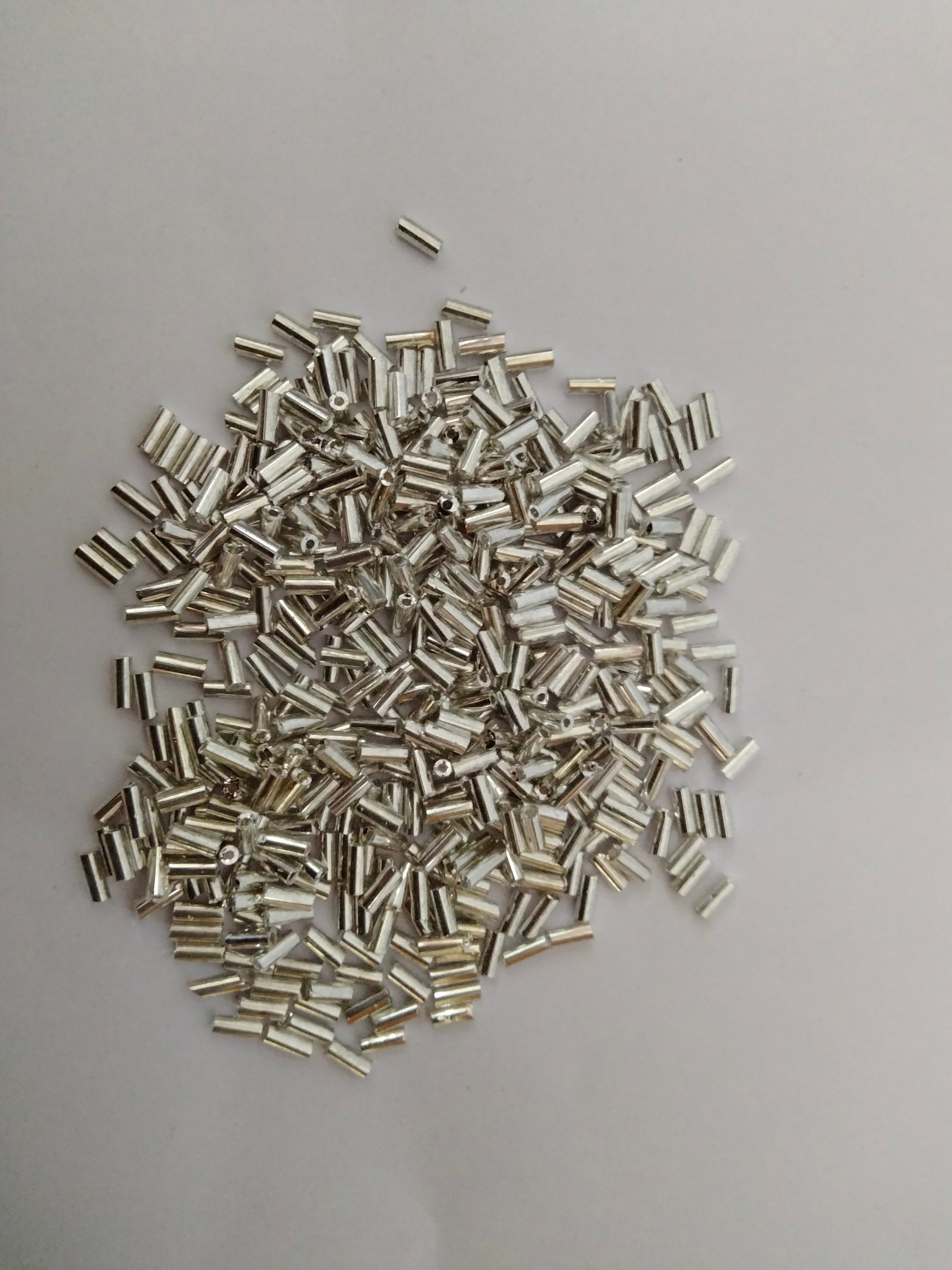 Sugar Bead Crystal Tube Beads MEDIUM SIZE (sliver white)- 20 Grams