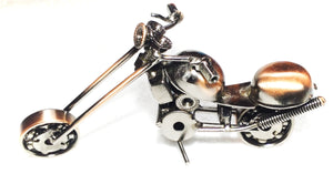 Metal Decorative Showpiece Handmade Vintage Motor Bike Miniature (Metallic, 15cm)